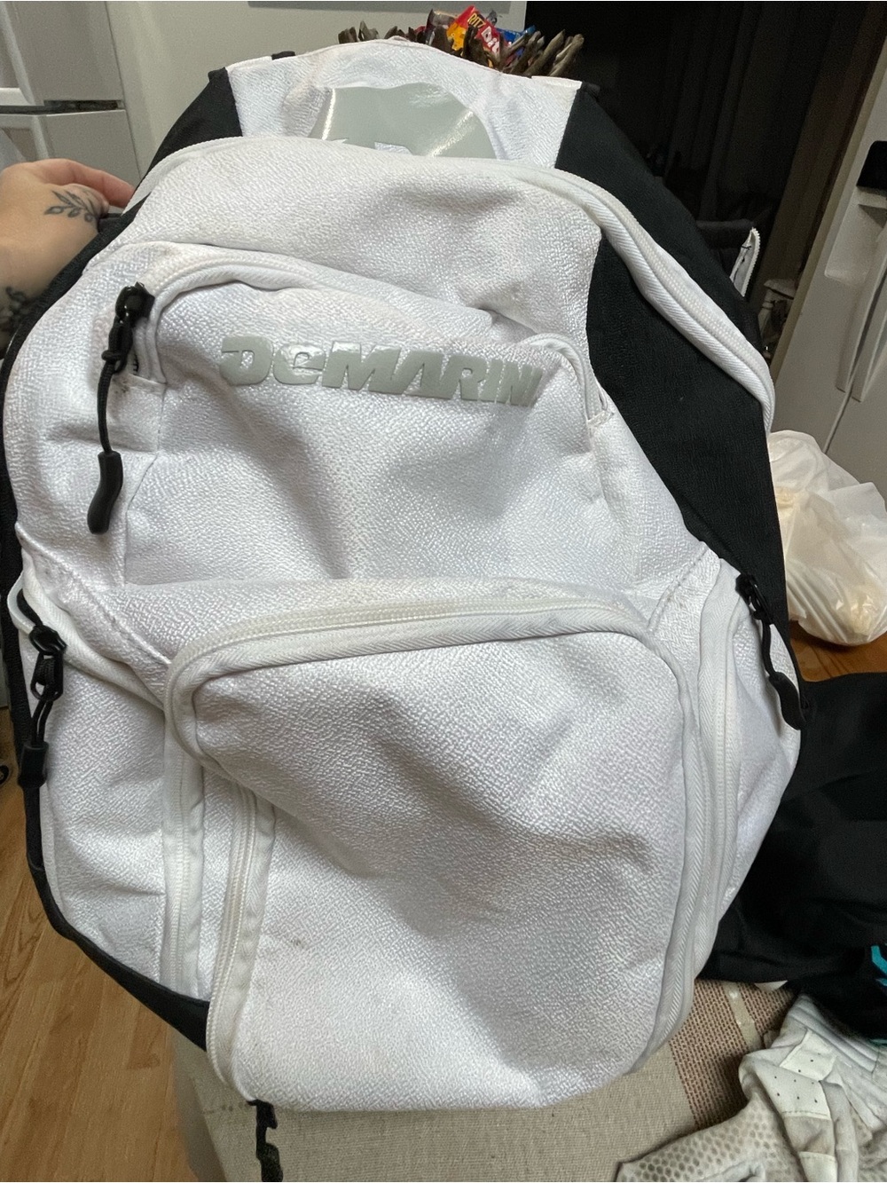 DeMARINI White and Black Performance Baseball Backpack